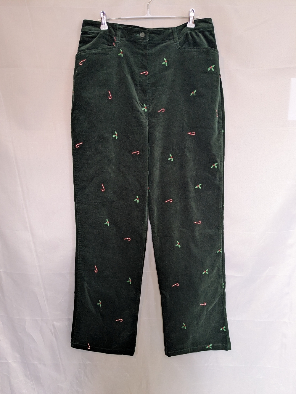 Vintage Tabi Christmas Embroidered Green Pincord Pants 14